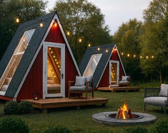 A-Frame Cabin Plans 10x12 | PDF Blueprint | DIY Backyard Minimal Cabin
