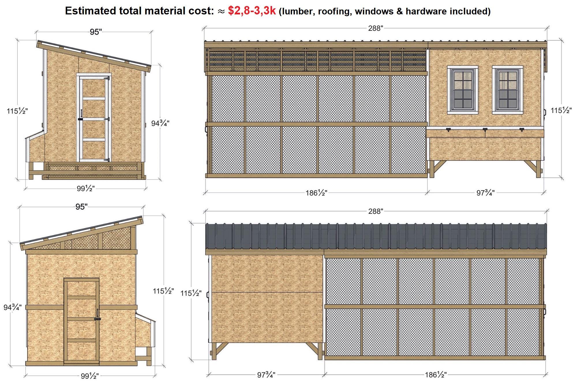 Chicken Coop Plans 8x8 + Run | DIY Walk-in Hen House | Backyard Poultry ...