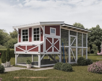DIY Farm Chicken Coop Plans 6x6 + Run 6x12 | Predator Safe Backyard Hen House PDF