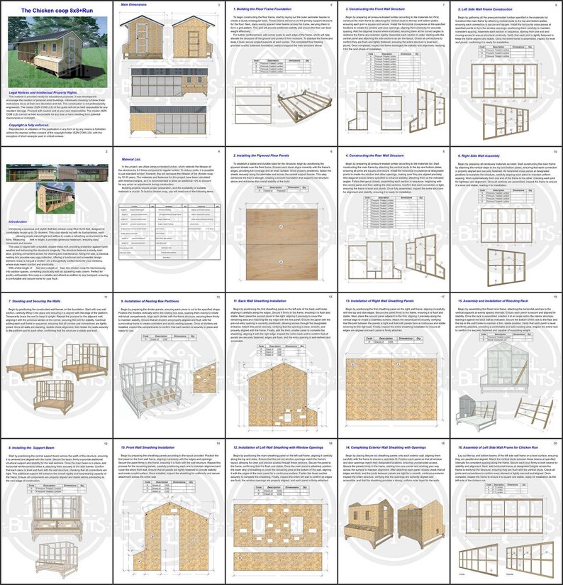 Chicken Coop Plans 8x8 + Run 8x16 | DIY Walk-in Hen House | Backyard ...