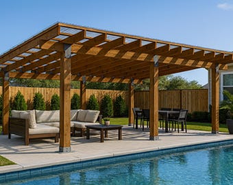 16x20 Wooden Pergola Plans PDF, Backyard Patio Shade Structure