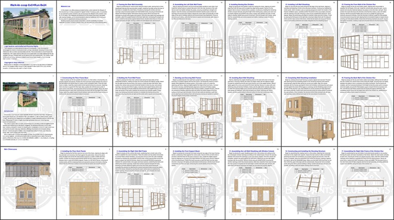 Chicken Coop Plans 8x8 + Run 8x24 | DIY Walk-in Hen House | Backyard ...