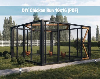Chicken Run Plans 16x16 | DIY Outdoor Enclosure | Large Poultry Pen PDF