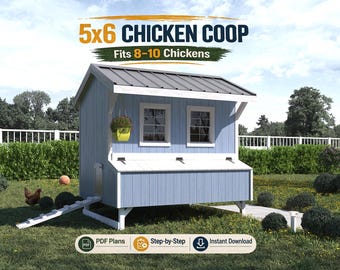 Chicken Coop Plans 5x6 | DIY Walk-In Hen House | Compact Backyard Poultry PDF