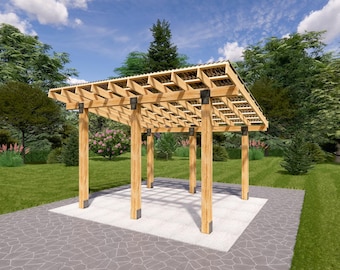 DIY Wooden Pergola 12x14 | Modern Patio Roof & Outdoor Shelter | Backyard Pavilion PDF Plans