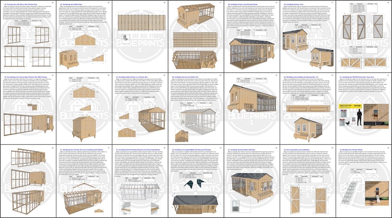 Chicken Coop Plans 8x8 + Run 8x16 | DIY Walk-in Hen House | Backyard ...