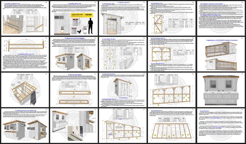 Chicken Coop Plans 8x24 | DIY PDF Design | Backyard Poultry Structure ...