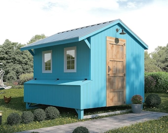 鶏小屋の設計図 8x8 | DIY ウォークイン鶏小屋 | 裏庭の鶏小屋 PDF
