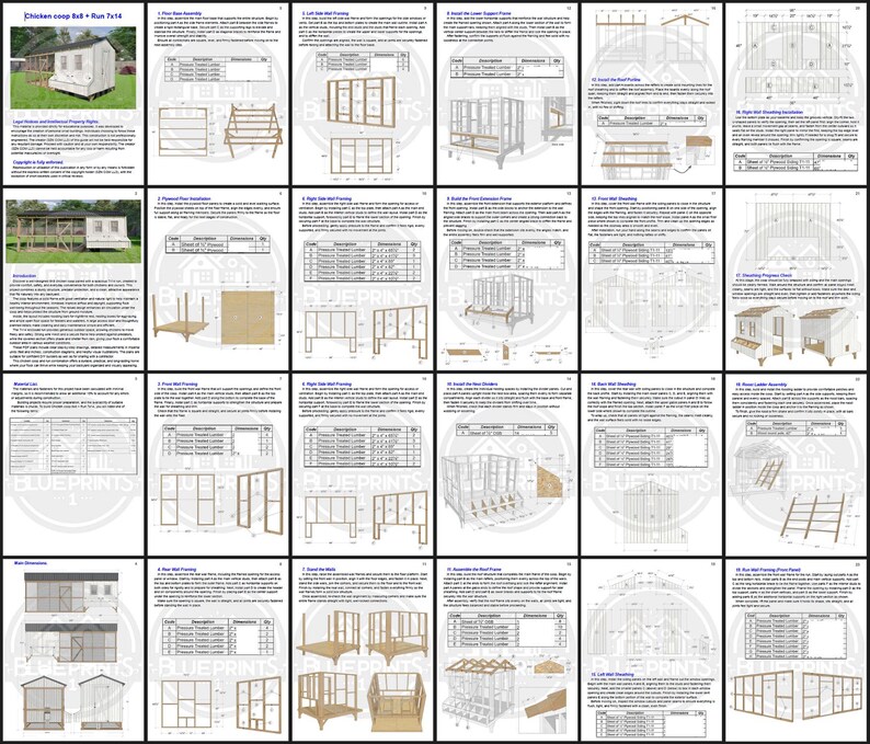 Chicken Coop Plans | 8x8 Walk-in Coop + Run PDF | DIY Backyard - Etsy