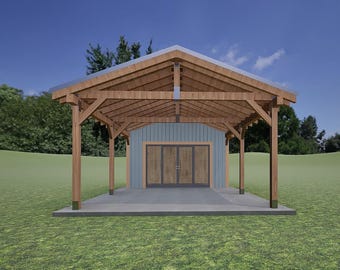 20'x20' Carport Plans DIY Wooden car garage - Download Printable PDF