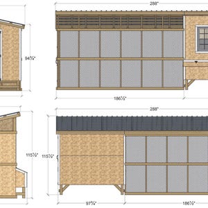 Chicken Coop Plans 8x8 | DIY Hen House With Run | Single-pitched Roof ...