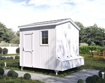 Chicken Coop Plans 8x8 | DIY Walk-In Hen House | Gable Roof PDF