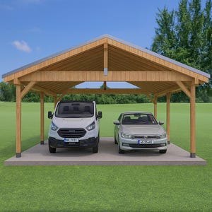 Wooden Double Carport Plans 22x24 | DIY Two Car Garage Shelter | Outdoor Parking Structure Blueprint PDF | Instant Download