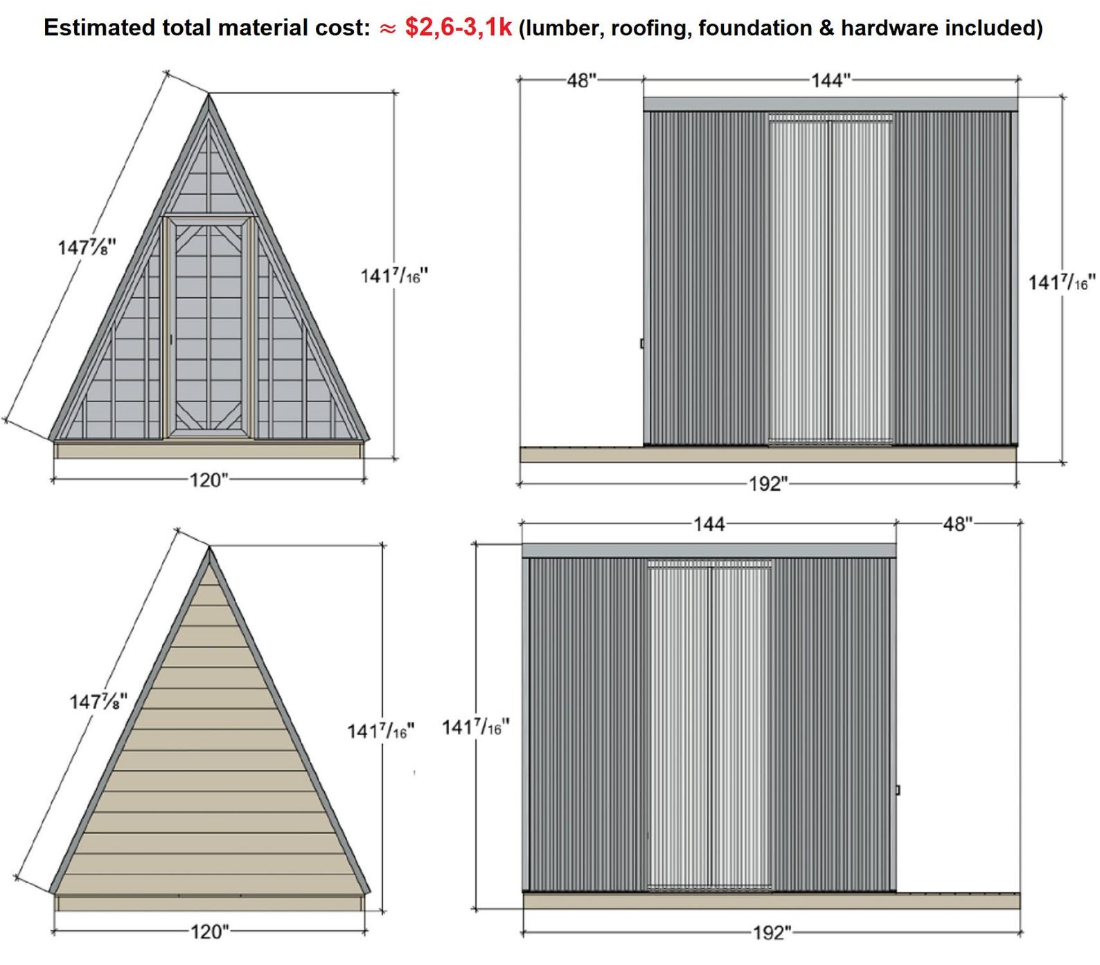A-frame Cabin Plans 10x12 | DIY Cozy Tiny House | Modern PDF Blueprints ...