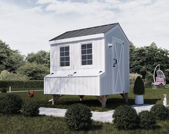 White Chicken Coop Plans 6x6 | DIY Hen House Design | Backyard Poultry PDF