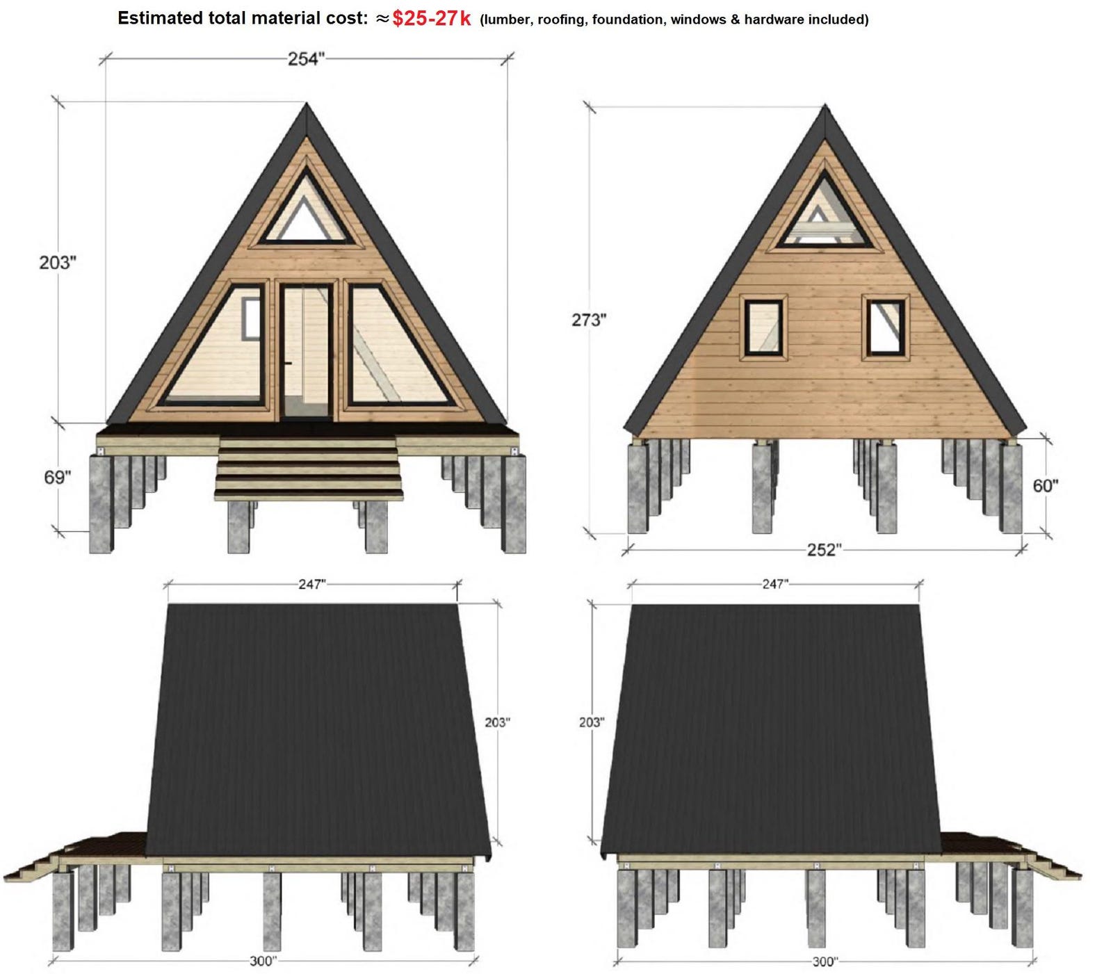 A-frame Cabin Plans 20x20 | DIY Modern Forest Retreat | PDF Build Guide ...