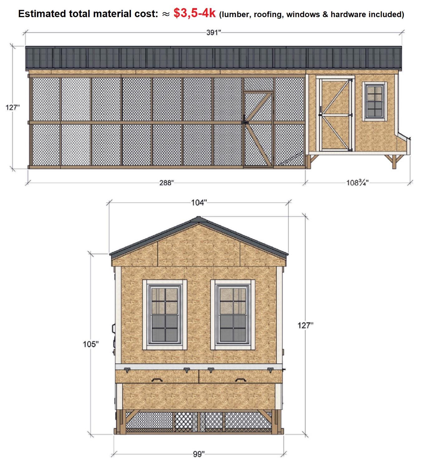 Chicken Coop Plans 8x8 + Run 8x24 | DIY Walk-in Hen House | Backyard ...