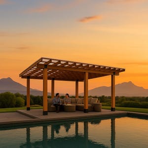 DIY Pergola Plans  14x20   Modern Outdoor Wooden Structure with Polycarbonate Roof  Instant PDF Download