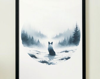 Poster A3: Corgi Cardigan in Finnish Forest