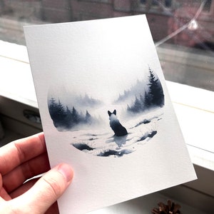 Cartão postal de cardigan Welsh Corgi - Arte em estilo aquarela
