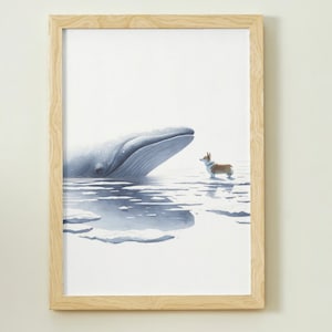 Postal de Corgi y ballena