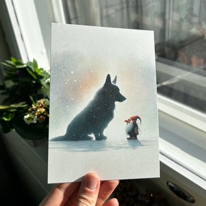 Postal de Corgi y Tonttu