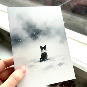 Corgis Postkarte - Aquarell-Kunst