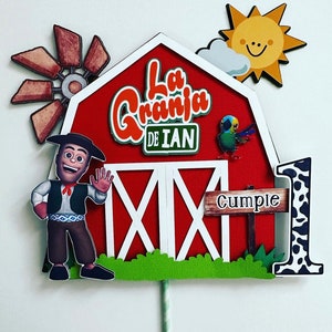 Farm cake topper, barn cake topper, la granja cake topper, farm first birthday
