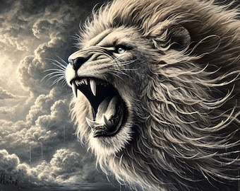Roaring Lion Leinwand: Strukturierte Ölmalerei Stil Wandkunst
