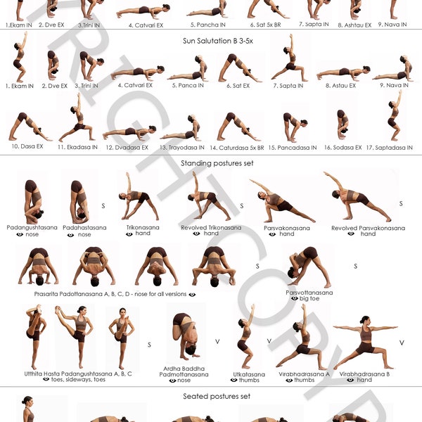 Ashtanga Yoga Primary Sequence Cheat Sheet Detailed DIGITAL PRINTABLE CHEATSHEET