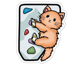 Climbing Cat Sticker l Boulder Sticker Climbing Decal, Water Bottles, Laptop Decal, Cute Sticker, Adventure Gift, Bouldering Gift