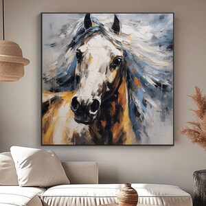 Horse Portrait, 100% Hand Painted, Textured Painting, Acrylic Abstract Oil Painting, Wall Decor Living Room, Office Wall Art