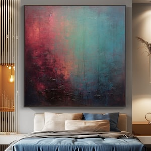 Blue And Pink, Turquoise, 100% Hand Painted, Textured Painting, Acrylic Abstract Oil Painting, Wall Decor Living Room, Office Wall Art
