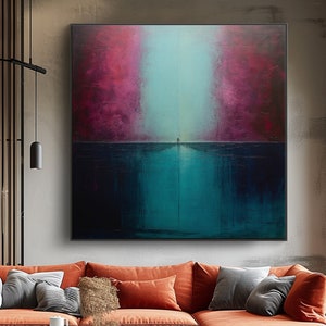 Symmetrical Abstract Blue Turquoise, 100% Hand Painted, Large Abstract Oil Painting,Unique Modern Canvas Art, Office Wall Art