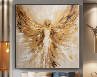 White Angel, Angel Wing, 100% Hand Painted, Textured Painting, Acrylic Abstract Oil Painting, Wall Decor Living Room, Office Wall Art