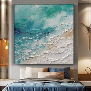 Sea, Wave, Beach, 100% Hand Painted, Textured Painting, Acrylic Abstract Oil Painting, Wall Decor Living Room, Office Wall Art