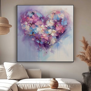 Coração, Dia dos Namorados, 100% pintado à mão, pintura texturizada, pintura a óleo abstrata acrílica, decoração de parede sala de estar, arte de parede de escritório