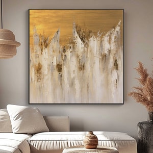 Abstract Gold Foil Oil Painting, 100% Hand Painted, Textured Painting, Acrylic Abstract Oil Painting, Wall Decor Living Room