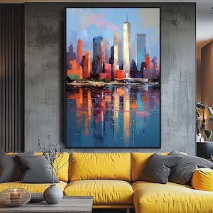 New York, 100% handgeschilderd, getextureerd schilderij, abstract acryl olieverfschilderij, muurdecoratie woonkamer, kantoor muurkunst
