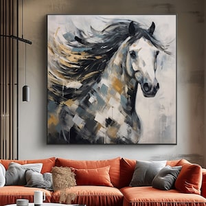 Horse Portrait, 100% Hand Painted, Textured Painting, Acrylic Abstract Oil Painting, Wall Decor Living Room, Office Wall Art