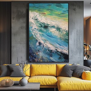 Sea, Wave, 100% Hand Painted, Textured Painting, Acrylic Abstract Oil Painting, Wall Decor Living Room, Office Wall Art