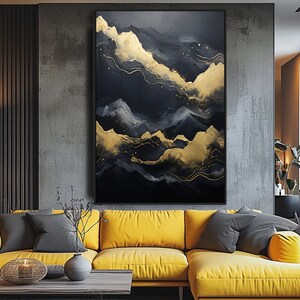 Blatt Schwarz und Gold, 100% handgemalt, strukturierte Malerei, abstraktes Ölgemälde, Wanddekor Wohnzimmer, Büro Wandkunst