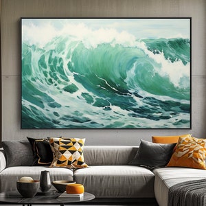 Sea, Wave, 100% Hand Painted, Textured Painting, Acrylic Abstract Oil Painting, Wall Decor Living Room, Office Wall Art