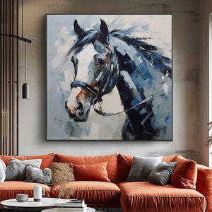 Horse Portrait, 100% Hand Painted, Textured Painting, Acrylic Abstract Oil Painting, Wall Decor Living Room, Office Wall Art