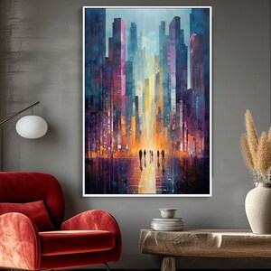 City View, 100% Hand Painted, Textured Painting, Acrylic Abstract Oil Painting, Wall Decor Living Room, Office Wall Art