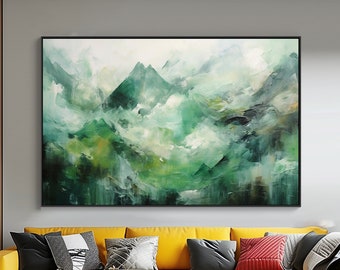 Green Ocean Abstract Painting Oil Canvas Landscape Art, Stylish Home Or Office Decor,Elegant Home Decor,Unique Gift For Art Lovers