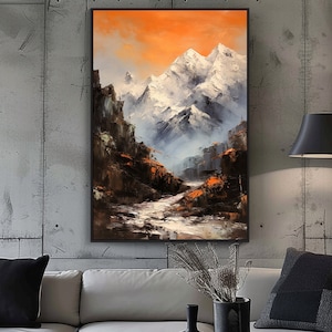 Mountain Picture, 100% Hand Painted, Textured Painting, Acrylic Abstract Oil Painting, Wall Decor Living Room, Office Wall Art
