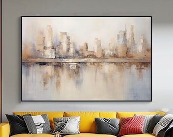 New York City, 100% handgemalt, strukturierte Malerei, abstraktes Ölgemälde, Wanddekor Wohnzimmer, Bürowandkunst