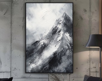 Mountain View Painting, 100% Hand Painted, Textured Painting, Acrylic Abstract Oil Painting, Wall Decor Living Room, Office Wall Art