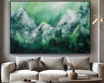 Green Ocean, 100% Hand Painted, Textured Painting, Acrylic Abstract Oil Painting, Wall Decor Living Room, Office Wall Art